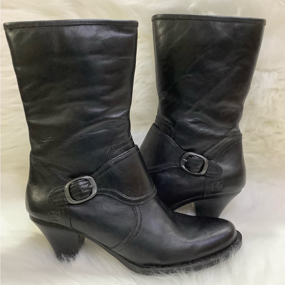 LIKE NEW 🖤BORN Pavan Black Mid Calf Moto Boots - Picture 2 of 14